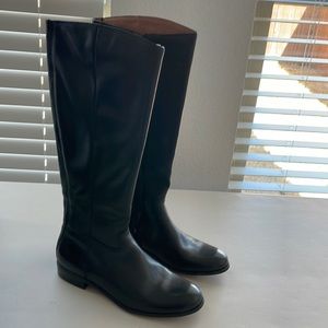 Corso Como Classic Leather Riding Boots Black Side zipper knee high size 7 1/2